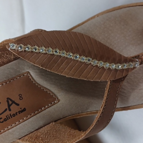 SBICCA California Brown Leather Platform Bling Diamond Sandals Sz 8 New - Picture 6 of 9